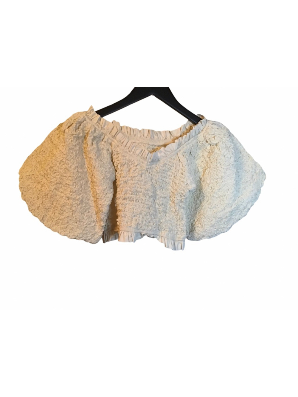 OLIVACEOUS Beige Smocked Crop Top S